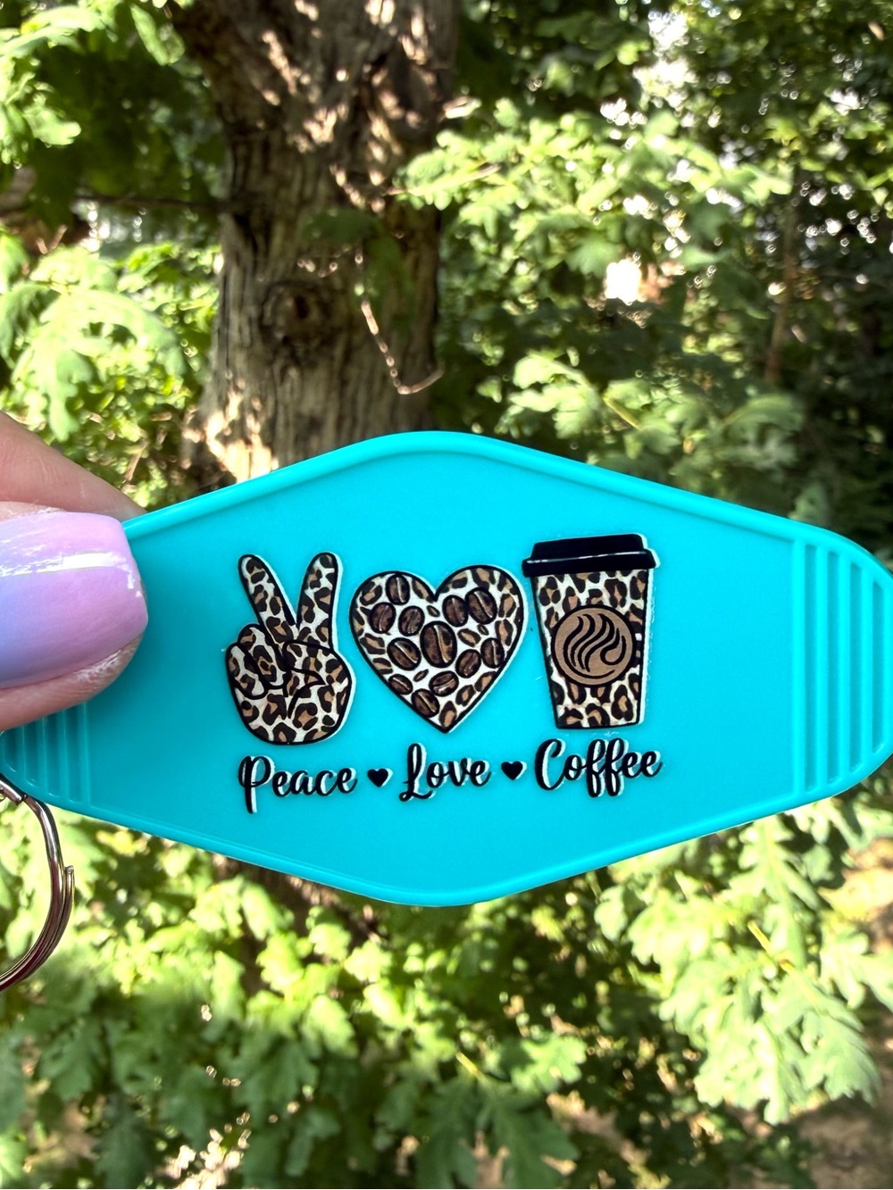 Vintage style motel key 3.5” keychain coffee lovers gift idea